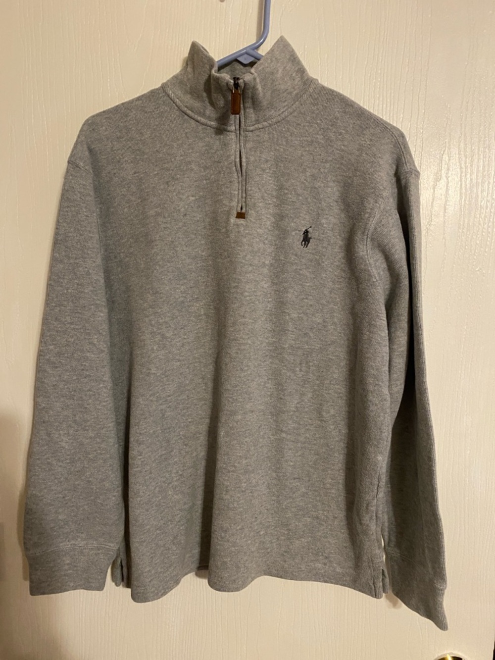 Ralph Lauren Light Gray Quarter-Zip Polo Sweater